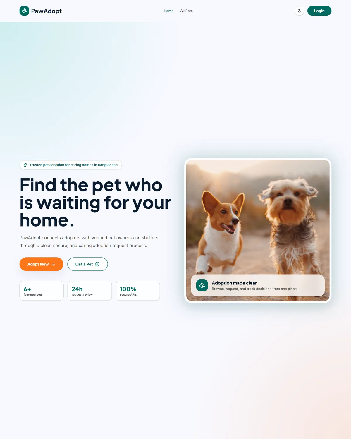 PawAdopt - Pet Adoption Platform screenshot