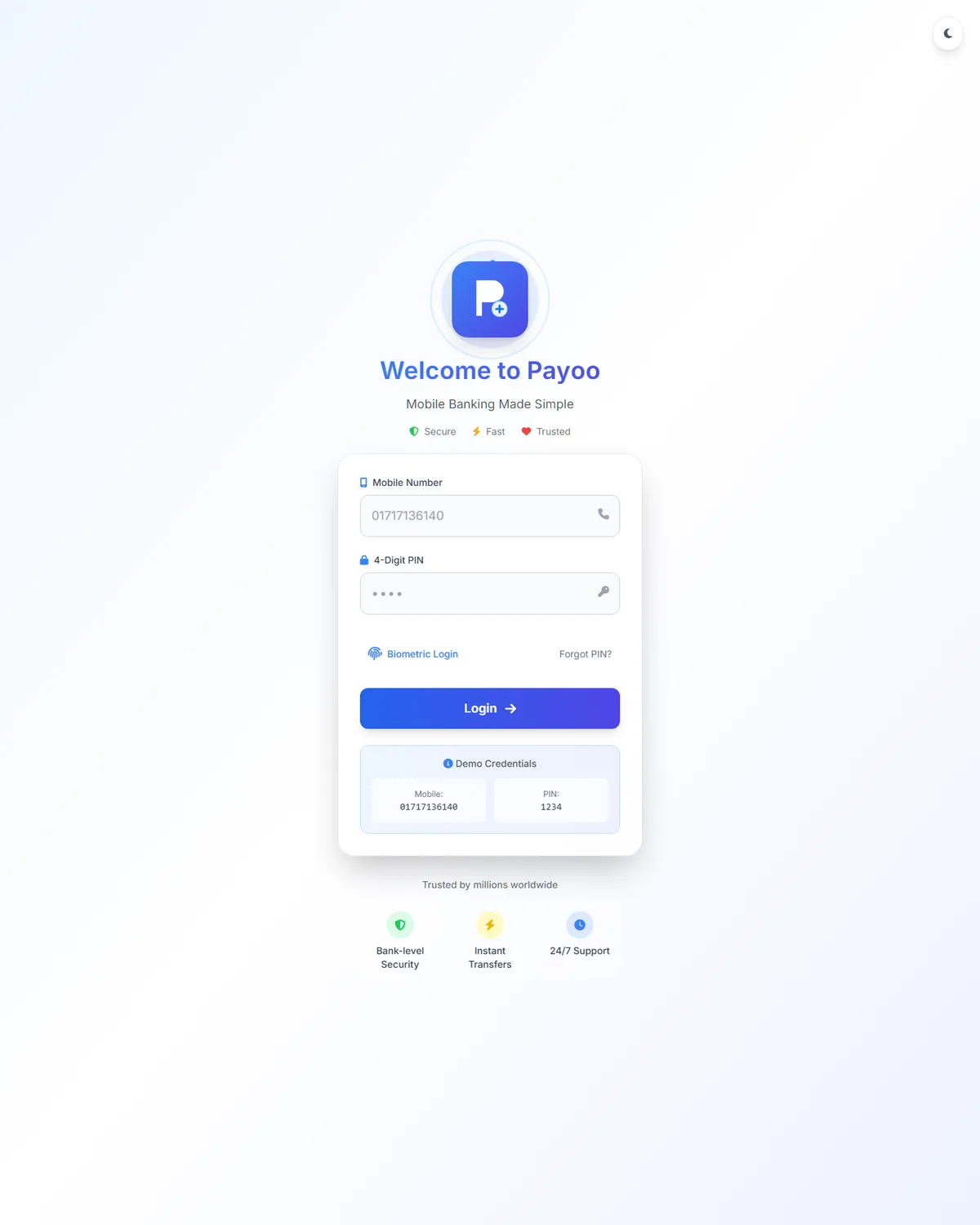 Payoo - Mobile Banking UI screenshot